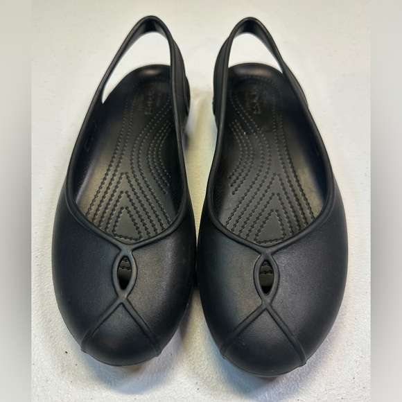 CROCS Shoes - Crocs Iconic Comfort Olivia II Women 10 Black Slingback Toe Detail Slip on Flats